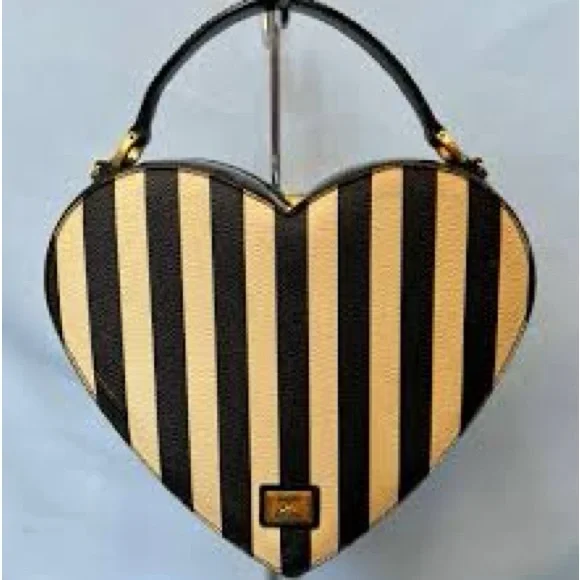 Moschino redwall Striped Heart Top-Handle vintage 90s Bag the nanny rare - Picture 6 of 6